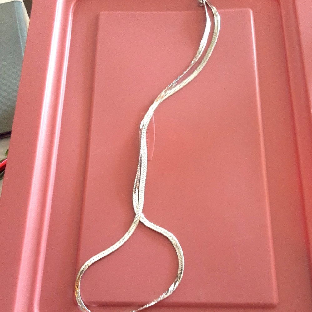 20 inch silver herringbone silver necklace